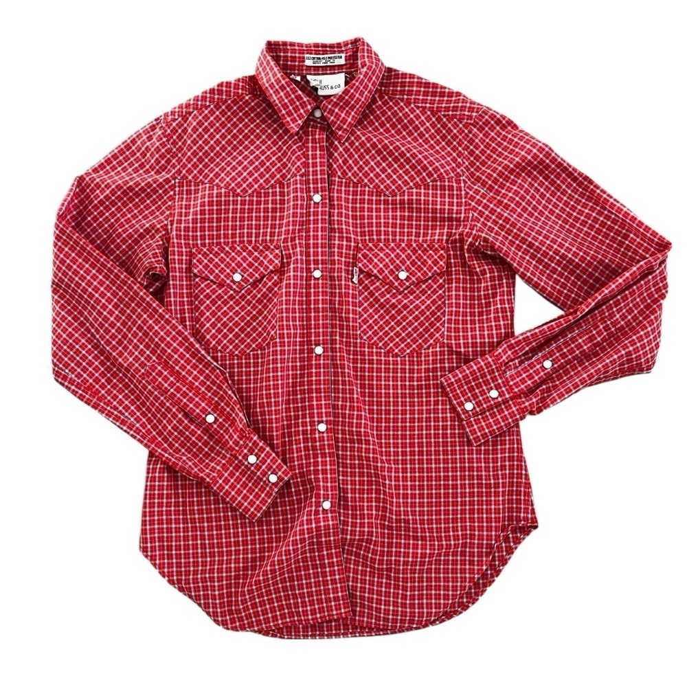 Levi Strauss Vintage 80s Orange Pearl Western Button Up Women’s 8 Front Pockets